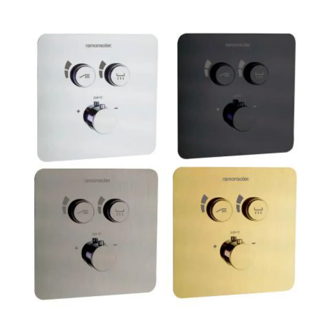 Col·lecció RS Smart en 2 Vies/Ways de Ramon Soler®, acabats crom, negre mat, níquel raspallat i or raspallat.