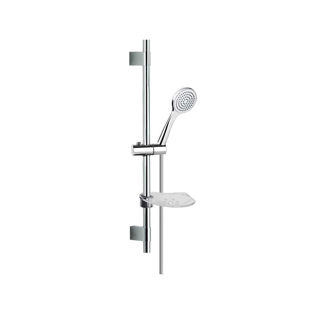 Hidroterapia, barra de ducha zenit de metal con soportes deslizantes, ducha de mano y flexo, Cromo