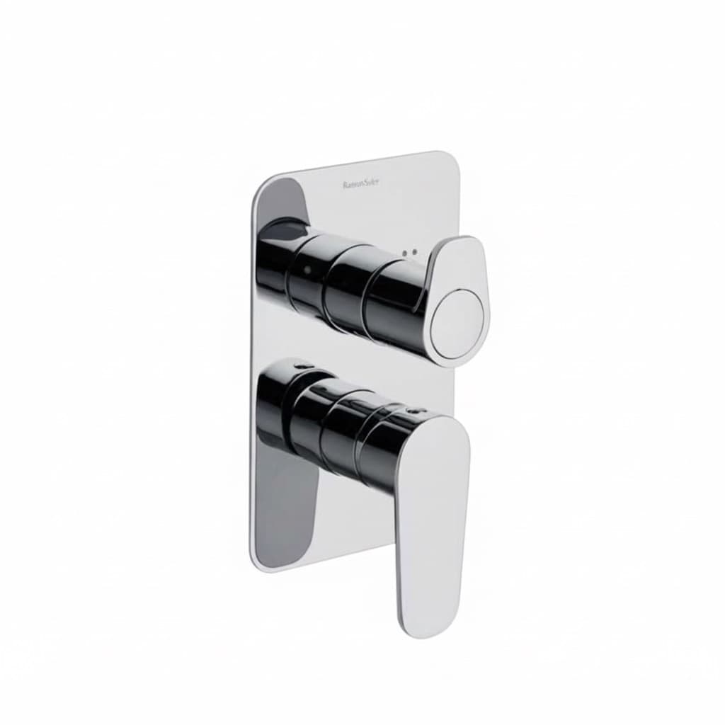 Alexia, monomando de baño-ducha empotrado 2 vías con placa metálica, Cromo