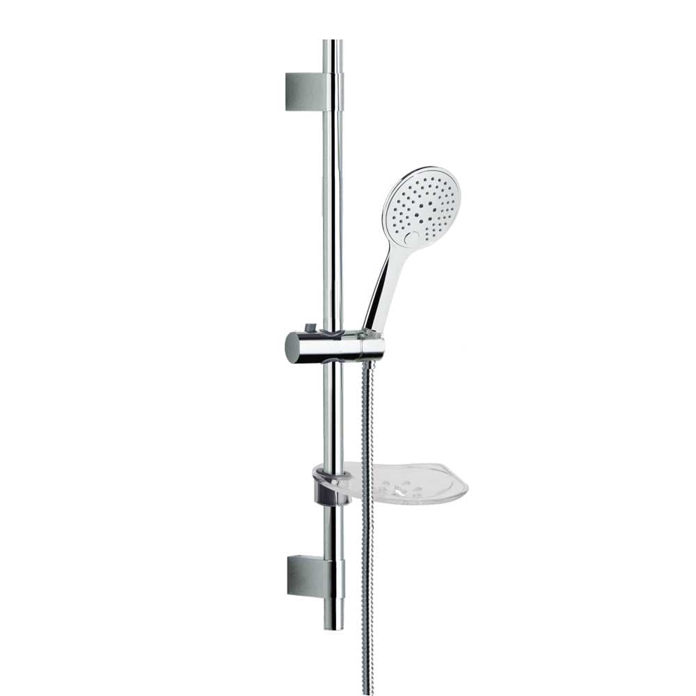 Hidroterapia, barra de ducha zenit de metal con soportes deslizantes, ducha de mano massage Ø113mm y flexo, Cromo