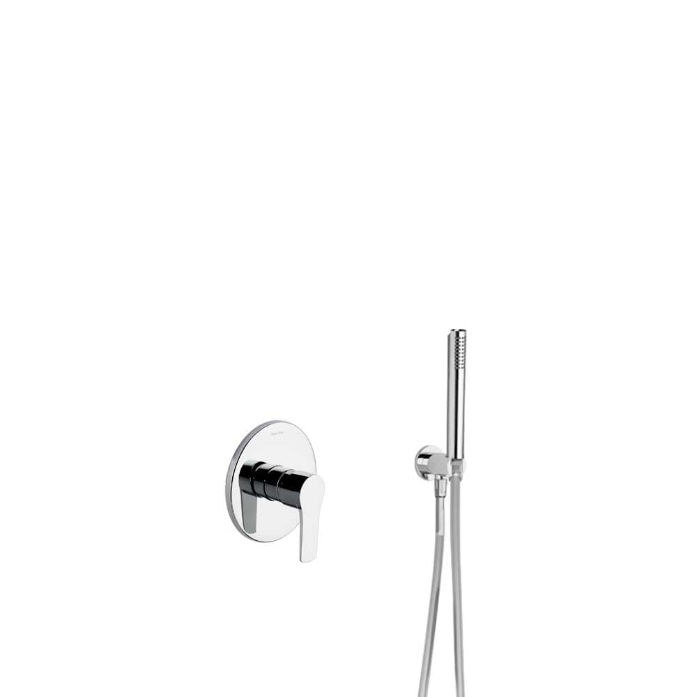 Titanium, set miscelatore monocomando da incasso metallico 1 via con supporto, attacco a parete e doccetta ABS, Cromo