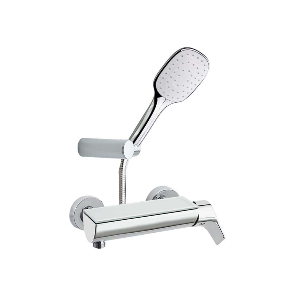 Urban chic, mitigeur de douche avec ensemble de douche et tablette, Chromé