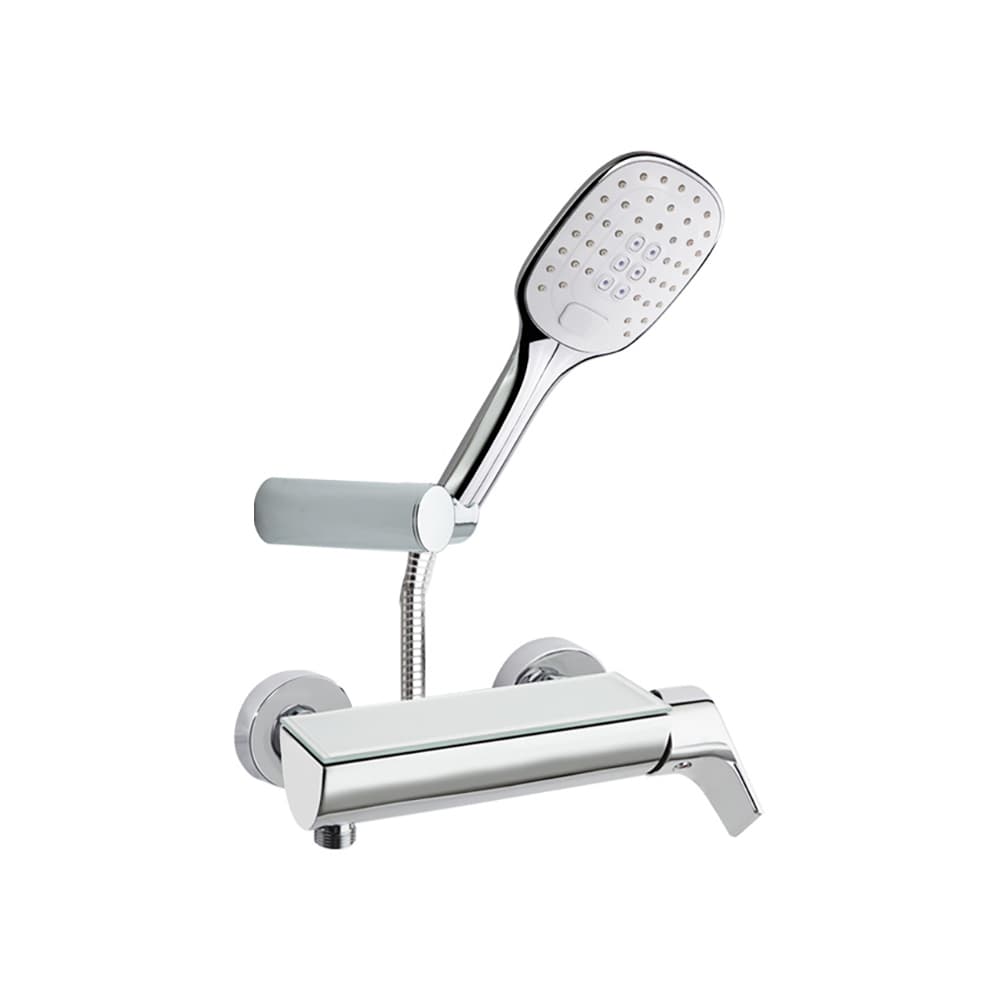 Urban chic, mitigeur de douche avec ensemble de douche et tablette, Chromé