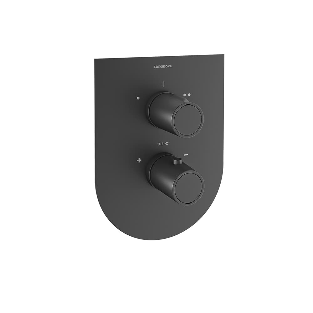 Tzar, Unterputz-Wannen- und Brause-Thermostat aus Metall mit 2 Wegen und Ultraslim-Abdeckplatte, Schwarz matt