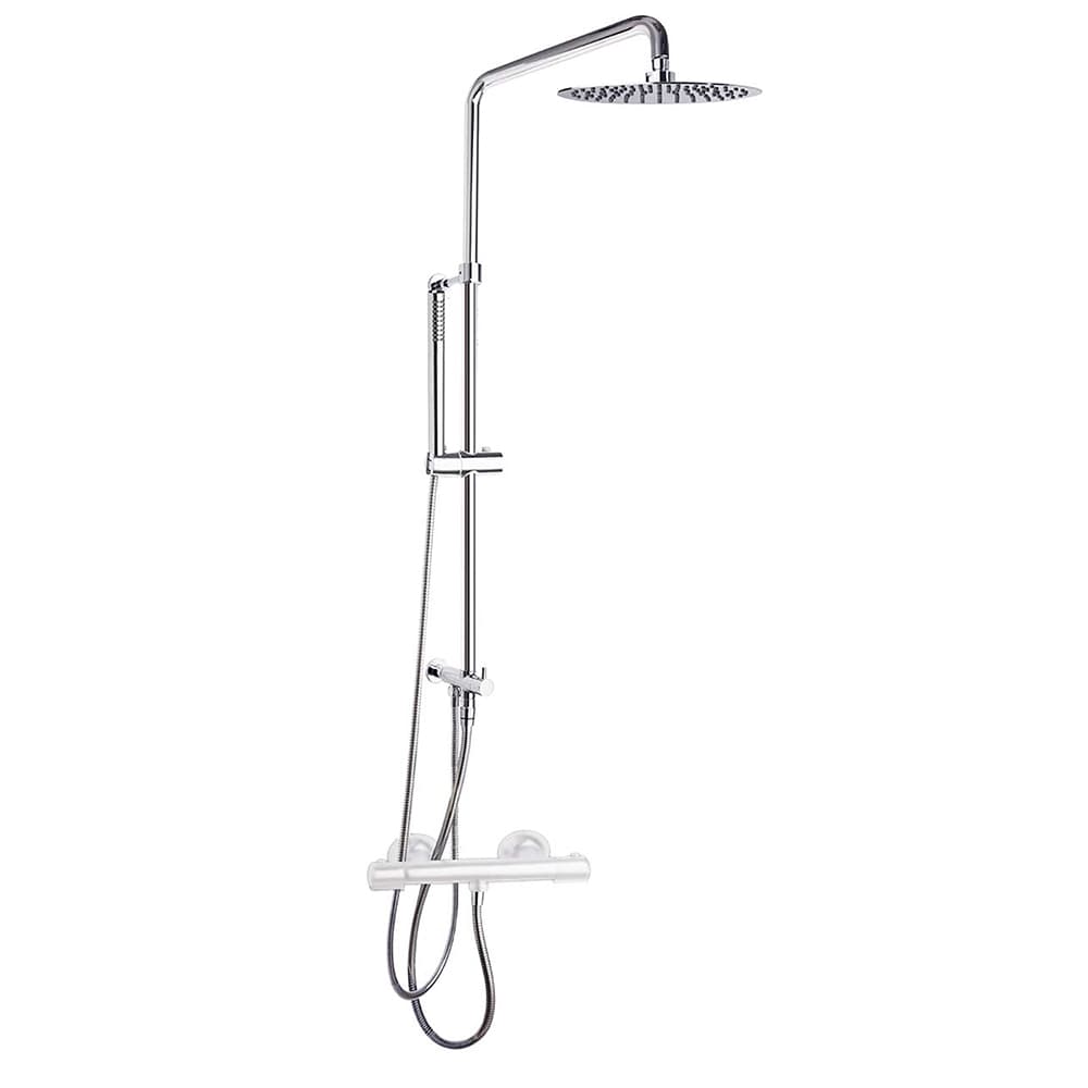 Hidroterapia, barra de ducha adaptable con ducha de mano, flexo y rociador de metal Ø300mm, Cromo