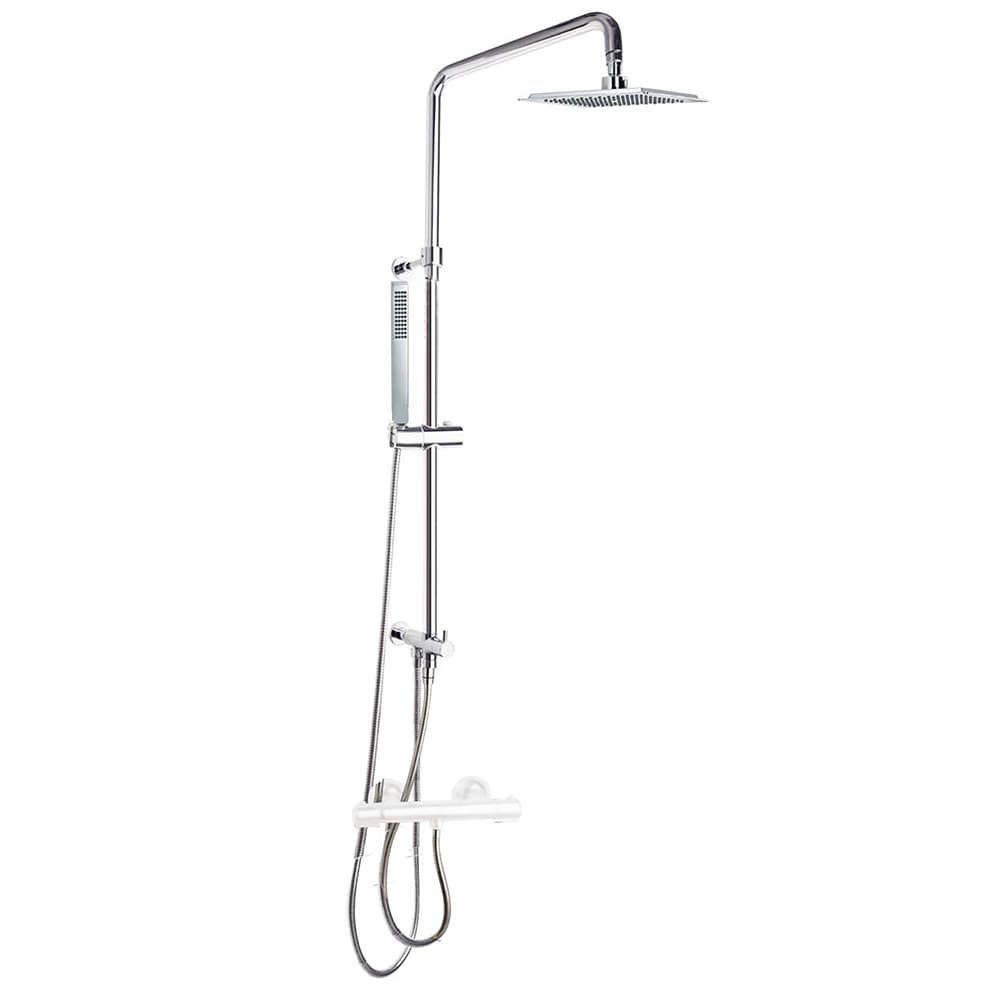 Hidroterapia, barra de ducha adaptable con ducha de mano, flexo y rociador cuadrado de 225mm, Cromo