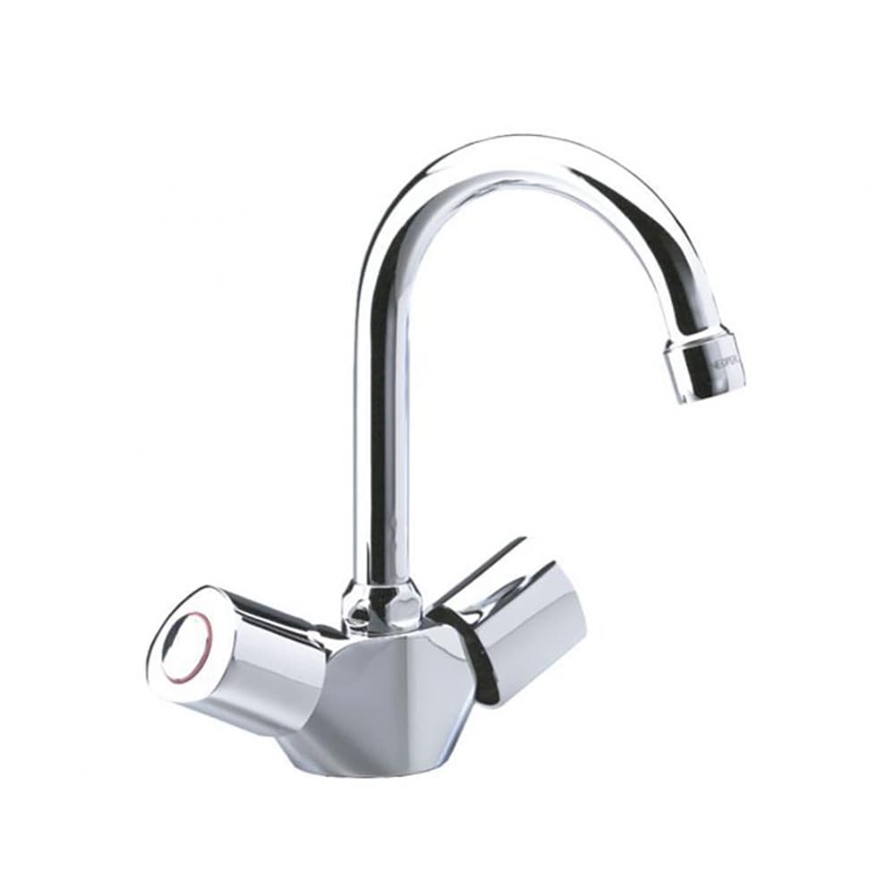Eco, Waschtisch-Zweigriffarmatur mit schwenkbarem Rohrauslauf, Chrom