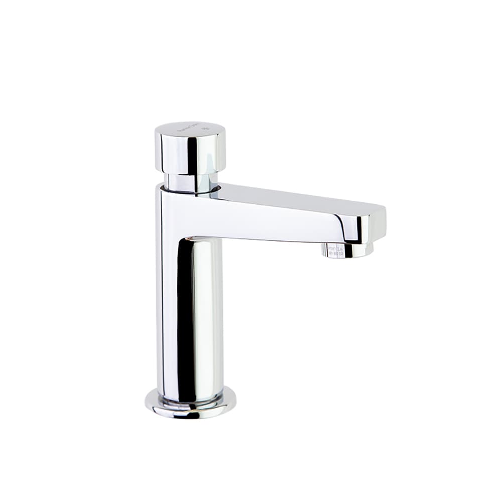 Solestop, Breeam, lavabo recto temporizado de un agua con regulación de caudal, Cromo