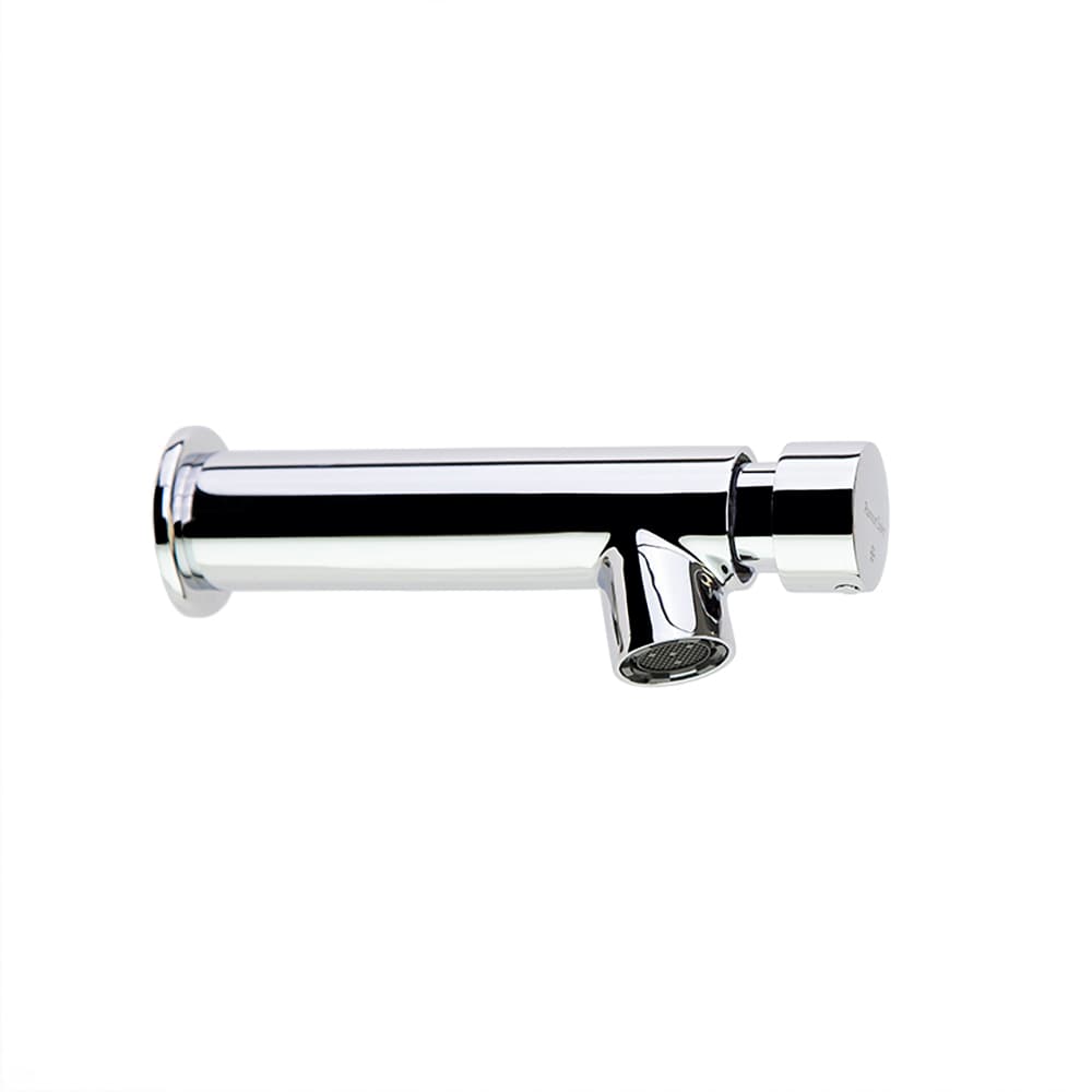 Solestop, Breeam, lavabo mural temporizado de un agua con regulación de tiempo y caudal, Cromo