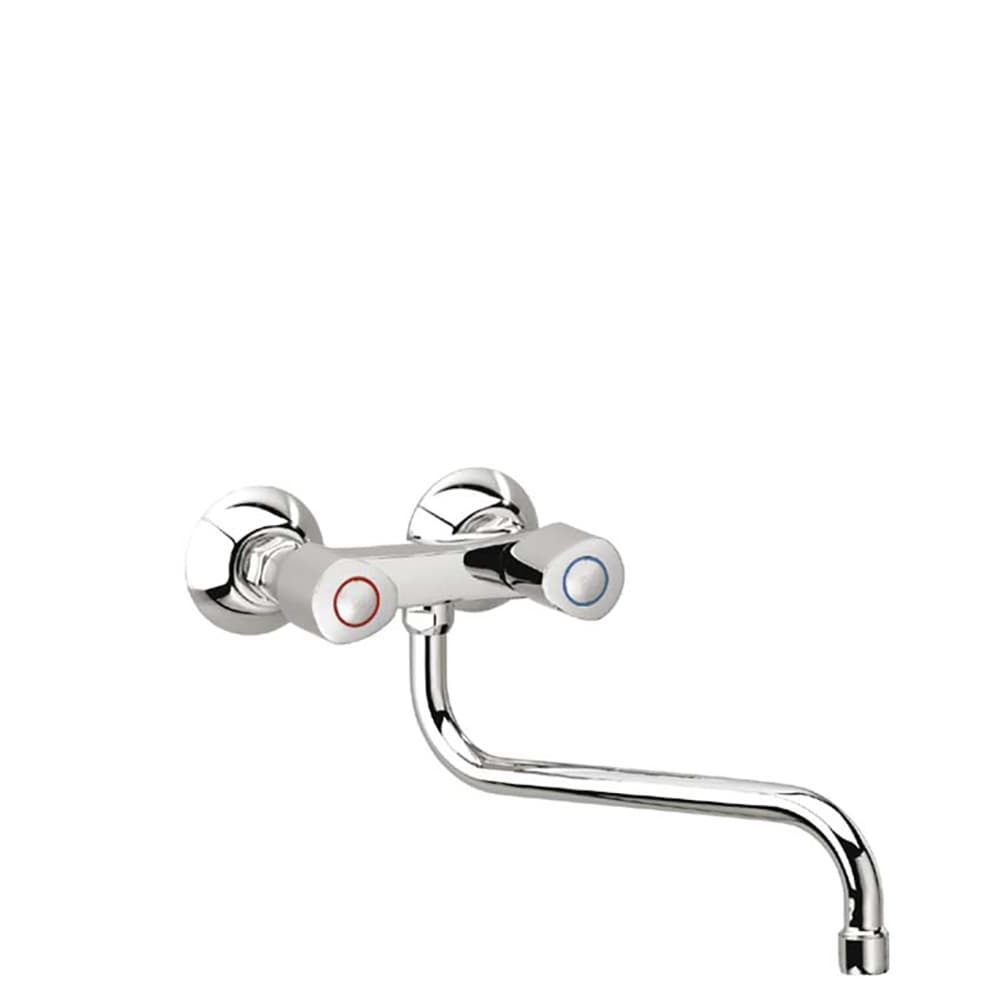 Eco, Zweigriff-Wand-Spültischarmatur (8,5 - 13,5 cm) mit schwenkbarem Auslauf, Chrom