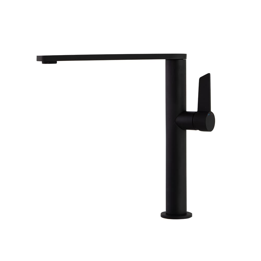 Kitchen, monomando de cocina con caño alto giratorio, Negro mate