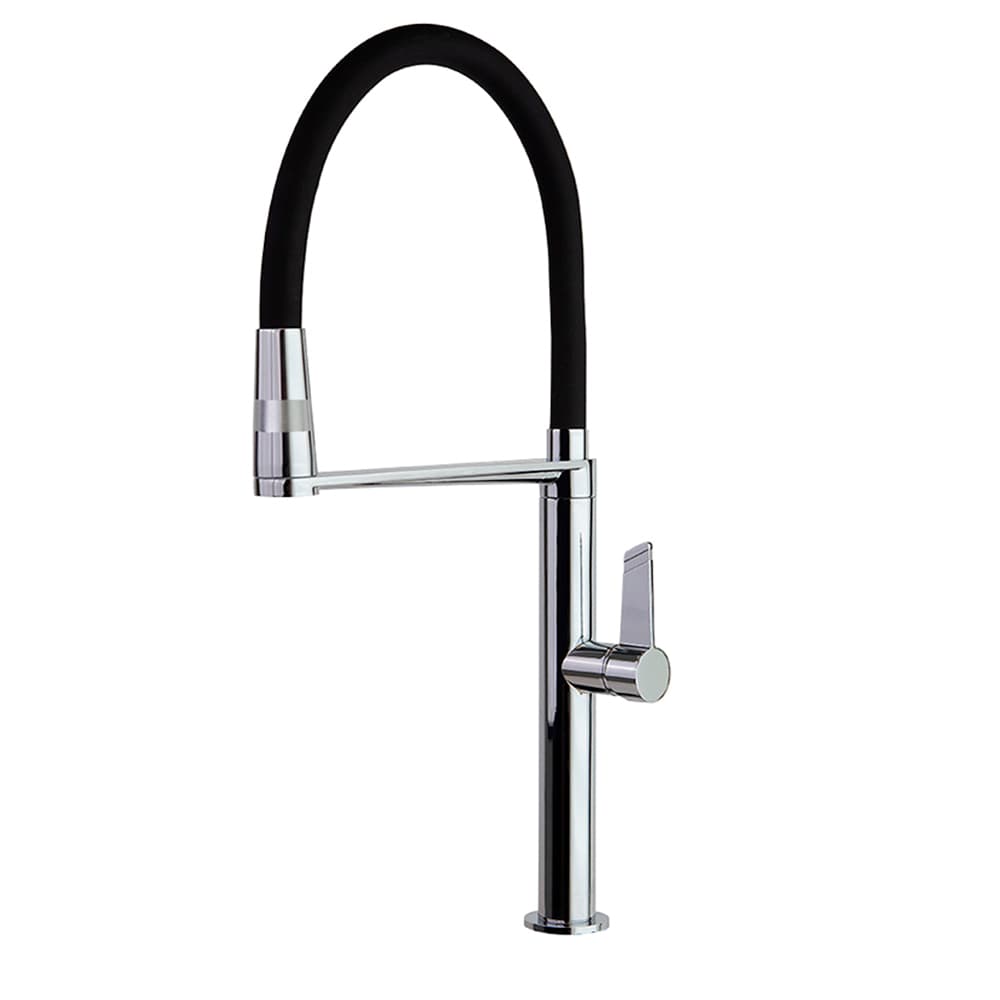 Kitchen, monomando de cocina minimalista giratorio y extraíble con sistema de imanes, Cromo