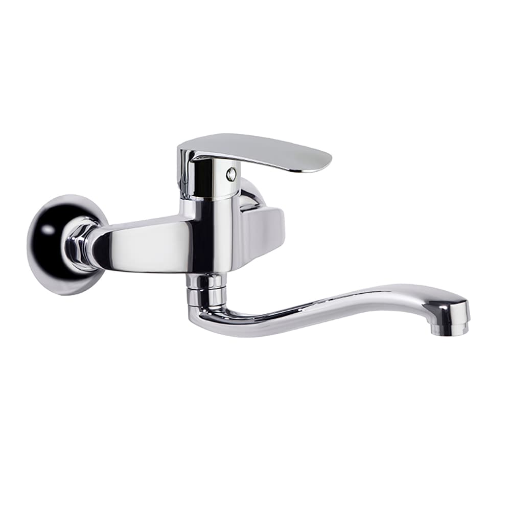 New fly, wall-mounted sink mixer with swivel spout, Chrome
