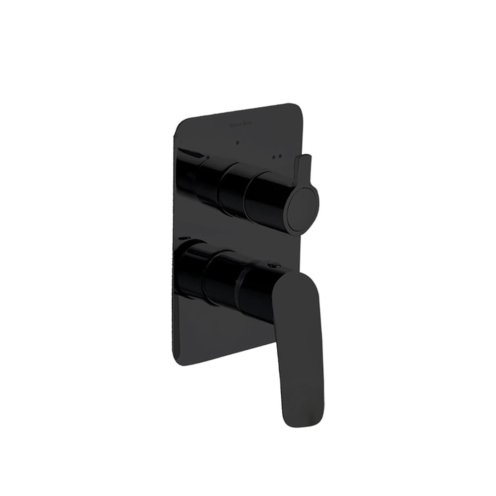 New Fly preto mate, misturadora monocomando de duche de encastrar metálica de 2 vias com placa ultrafina
