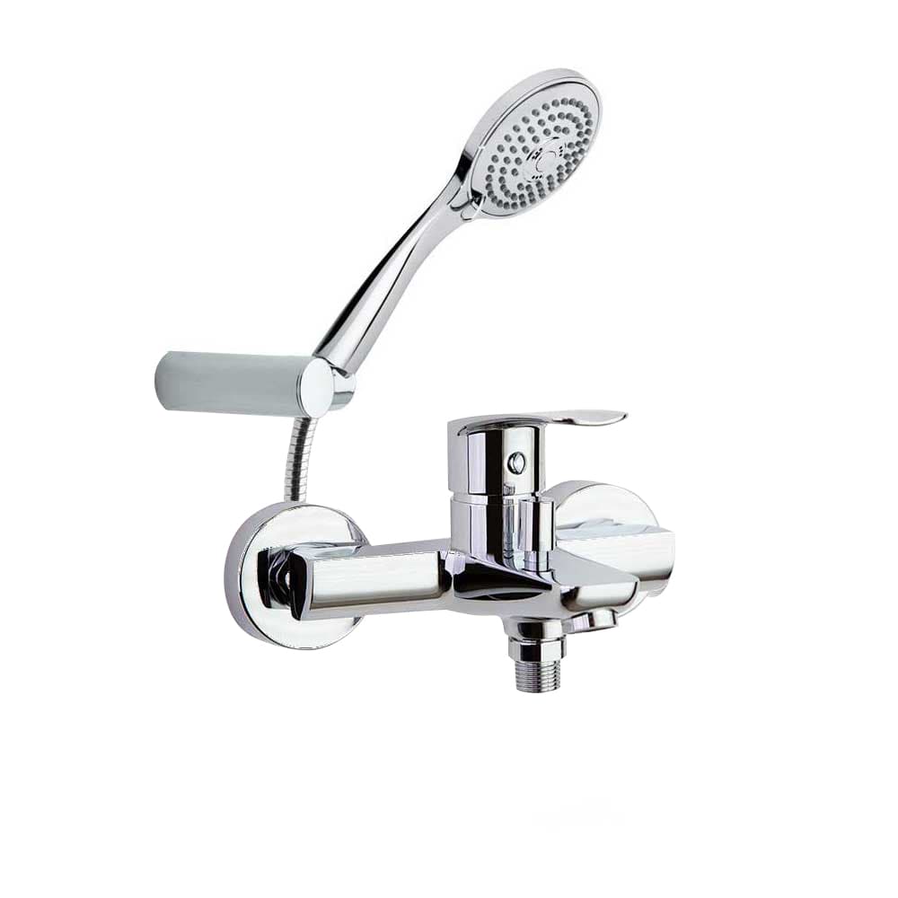 New fly, conjunto monomando de baño-ducha con equipo de ducha, Cromo