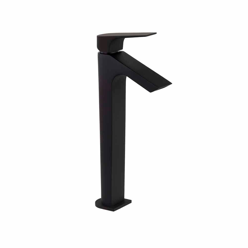 Urban chic, Breeam, monomando de lavabo XL salida en cascada, caudal limitado, Negro mate