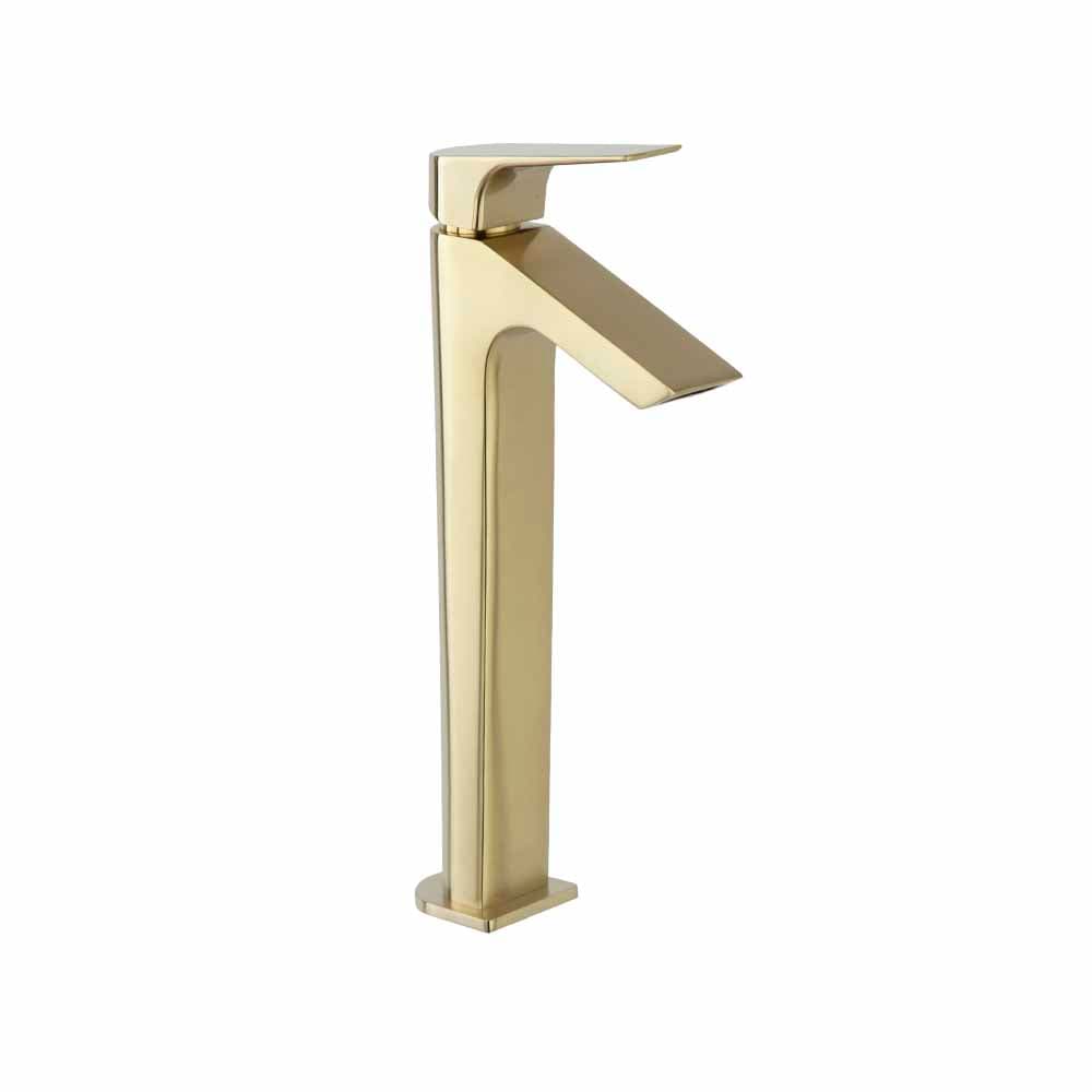 Urban chic, Breeam, mitigeur de lavabo XL à bec cascade, débit limité., Or brossé