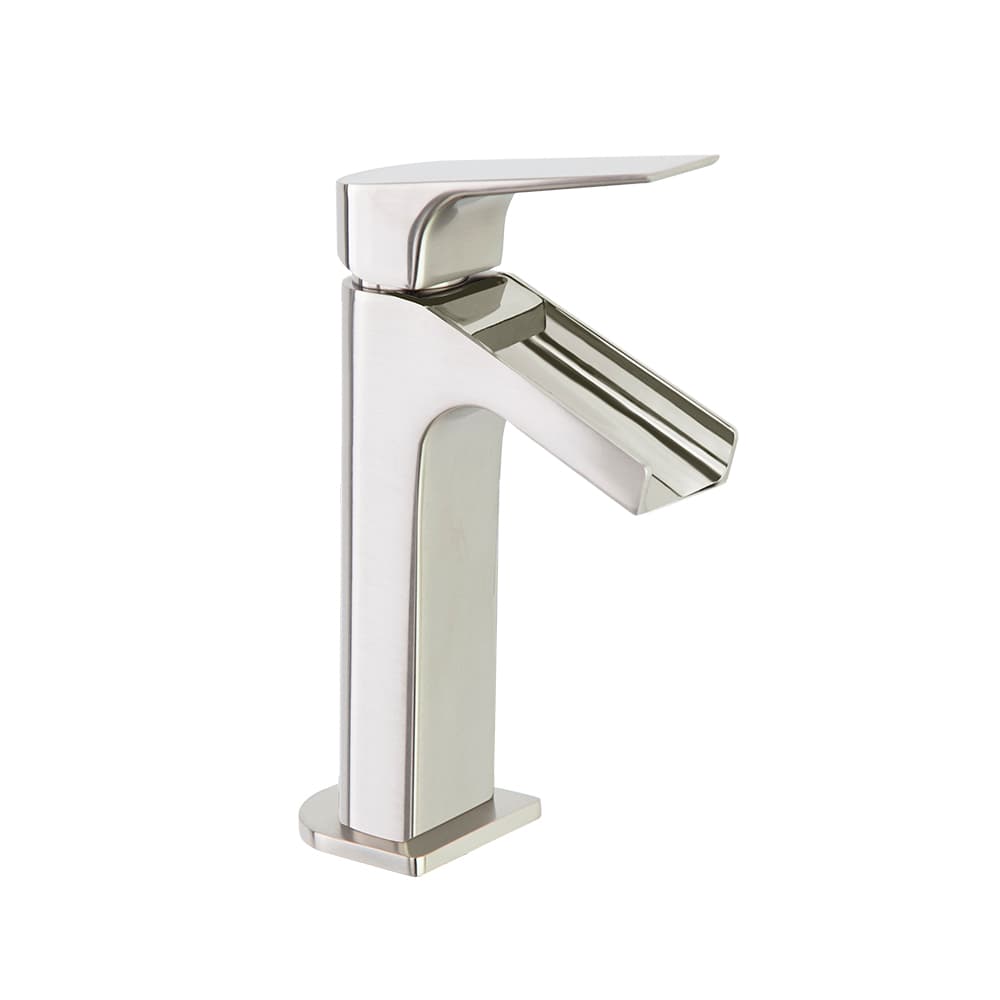 Urban chic, Breeam, mitigeur de lavabo à bec cascade ouvert, débit limité, Nickel brossé