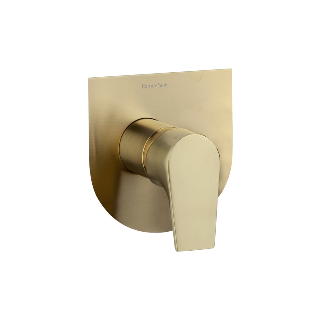 Urban chic, monomando de ducha empotrado metálico 1 vía con placa ultraslim S2, Oro cepillado