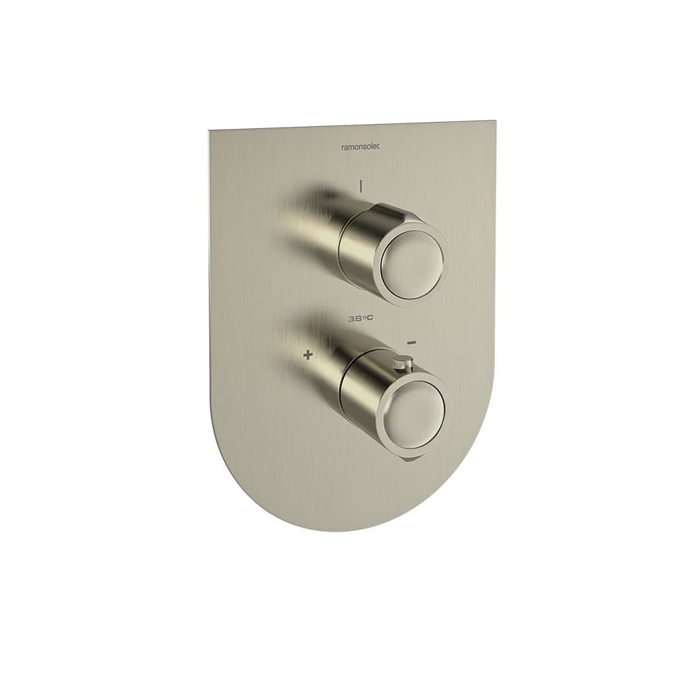 Urban chic, mitigeur thermostatique de douche à encastrer métallique 1 voie avec plaque ultraslim, Nickel brossé
