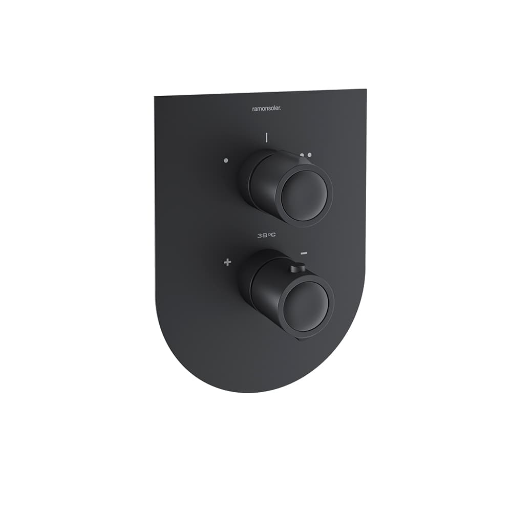 Urban chic, mitigeur thermostatique de douche à encastrer métallique 2 voies avec plaque ultraslim, Noir mat