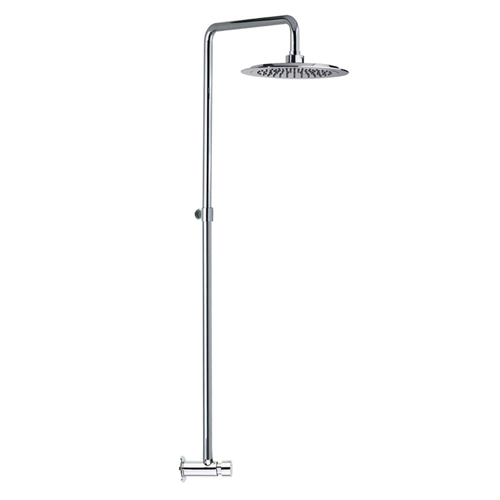Solestop, Breeam, Solestop, gran ducha para exterior temporizada rociador Ø250 deacero inoxidable, cromada, Cromo