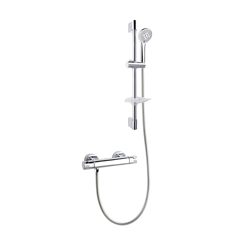 Termotech, conjunto termostático de ducha con barra de ducha, teleducha, Cromo