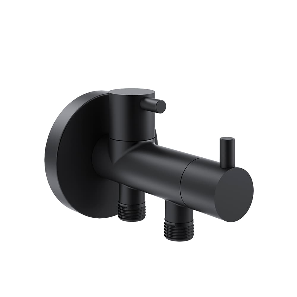 Wc, llave de paso cerámica con dos salidas (cisterna + duchita ), Negro mate