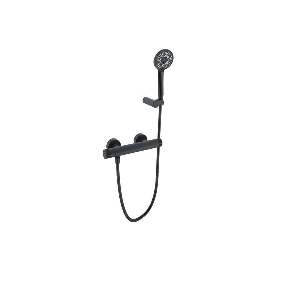 Monotech, aixeta monocontrol de dutxa amb equip de dutxa, Negre mat
