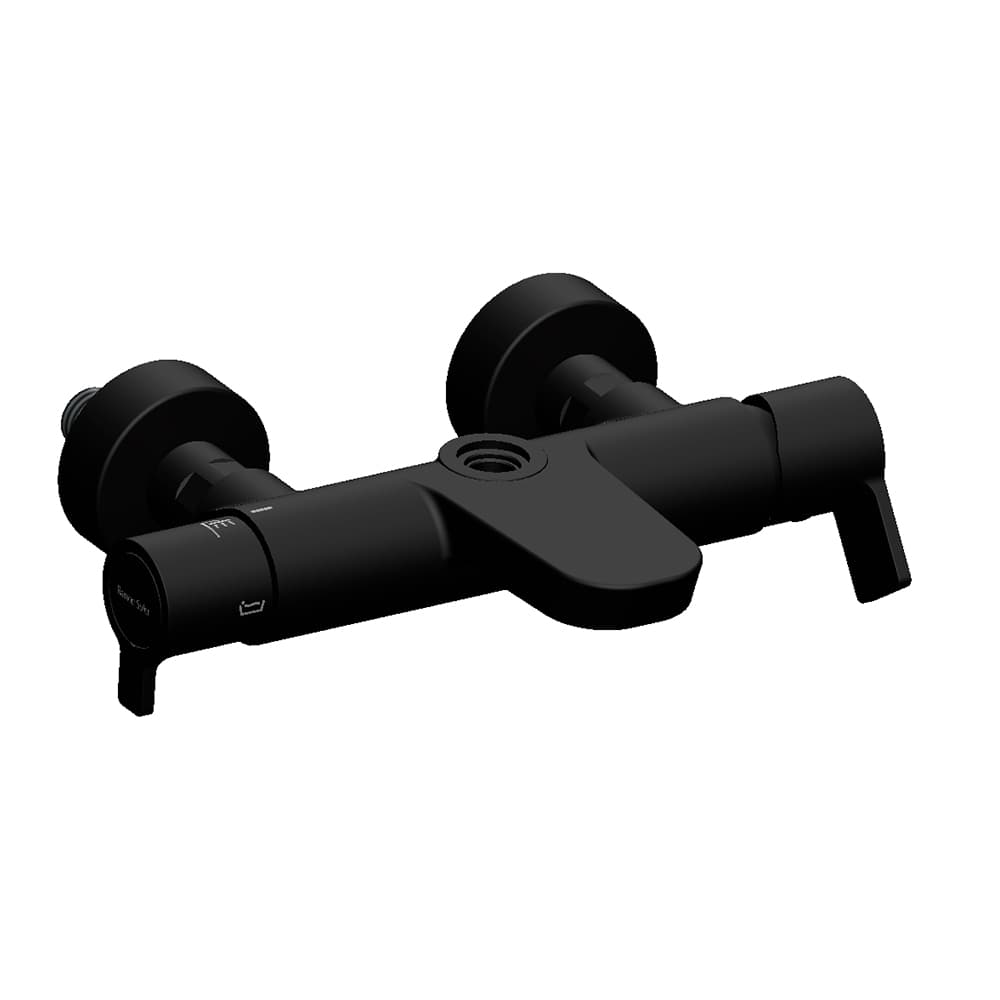 Blautherm, Einhebel-Wannenfüll- und Brausebatterie, Schwarz matt