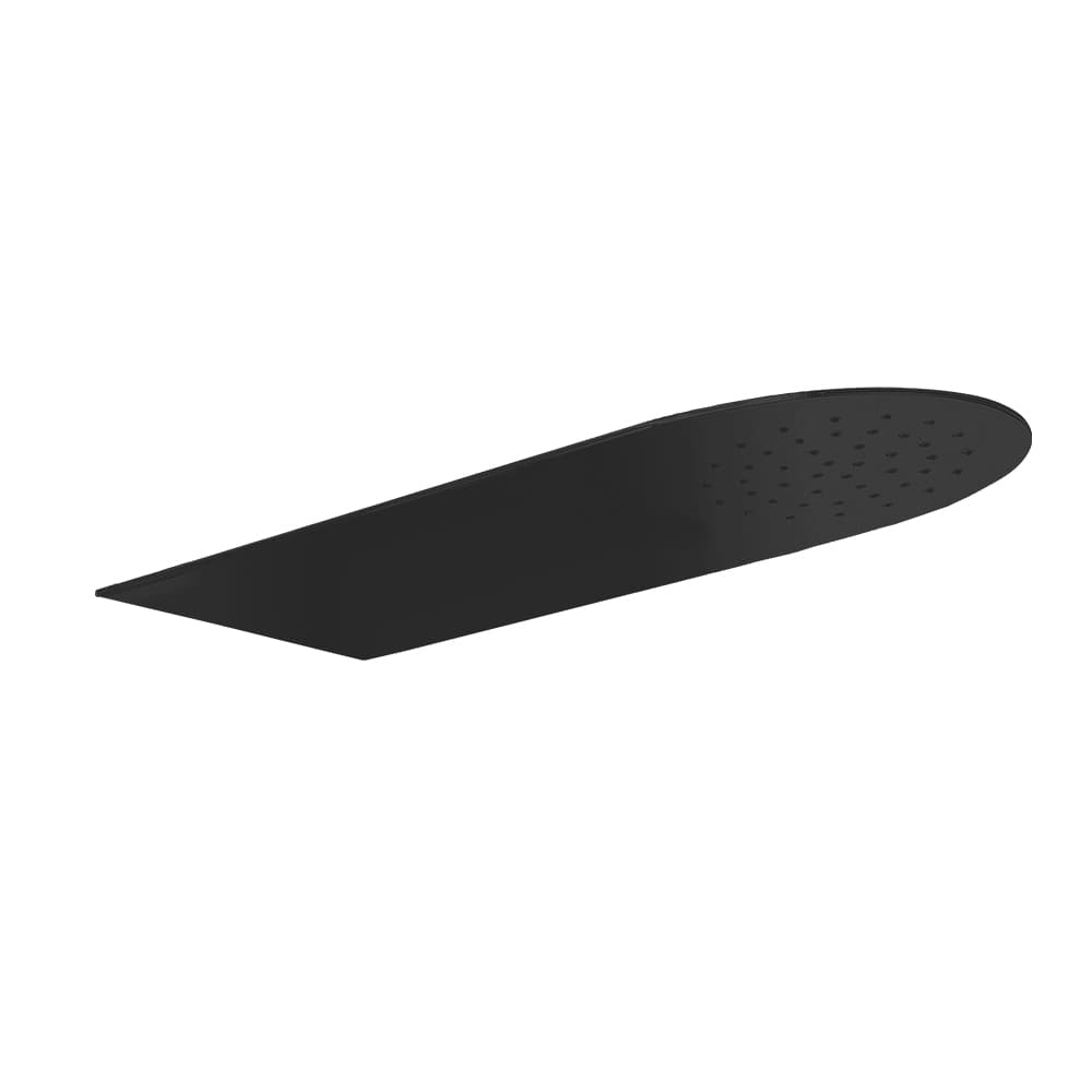 Hidroterapia, chuveiro fixo de parede semicircular em metal extraplano 2mm, em aço inoxidável, Preto mate