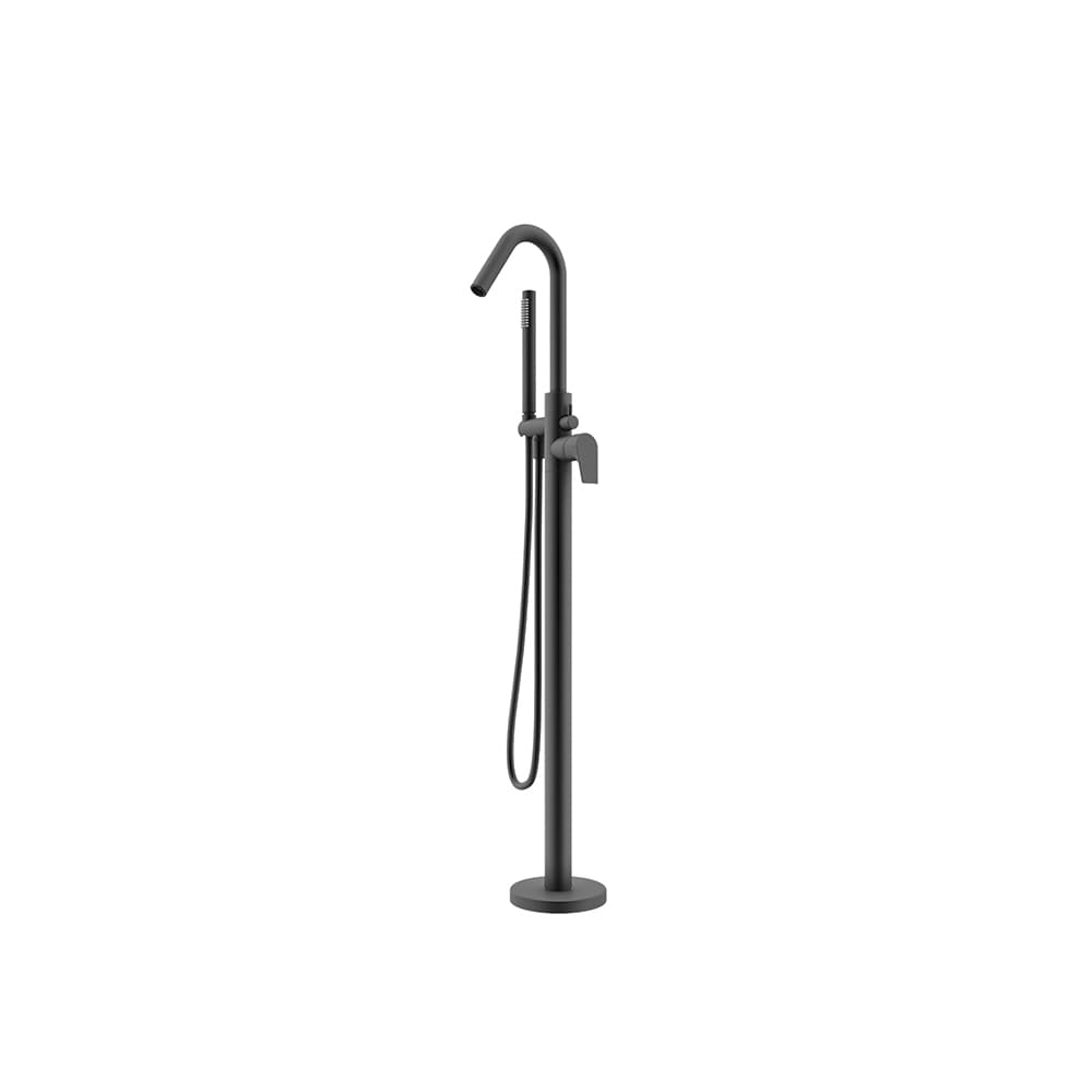 Urban chic, Breeam, columna monomando para bañera con equipo de ducha, Negro mate