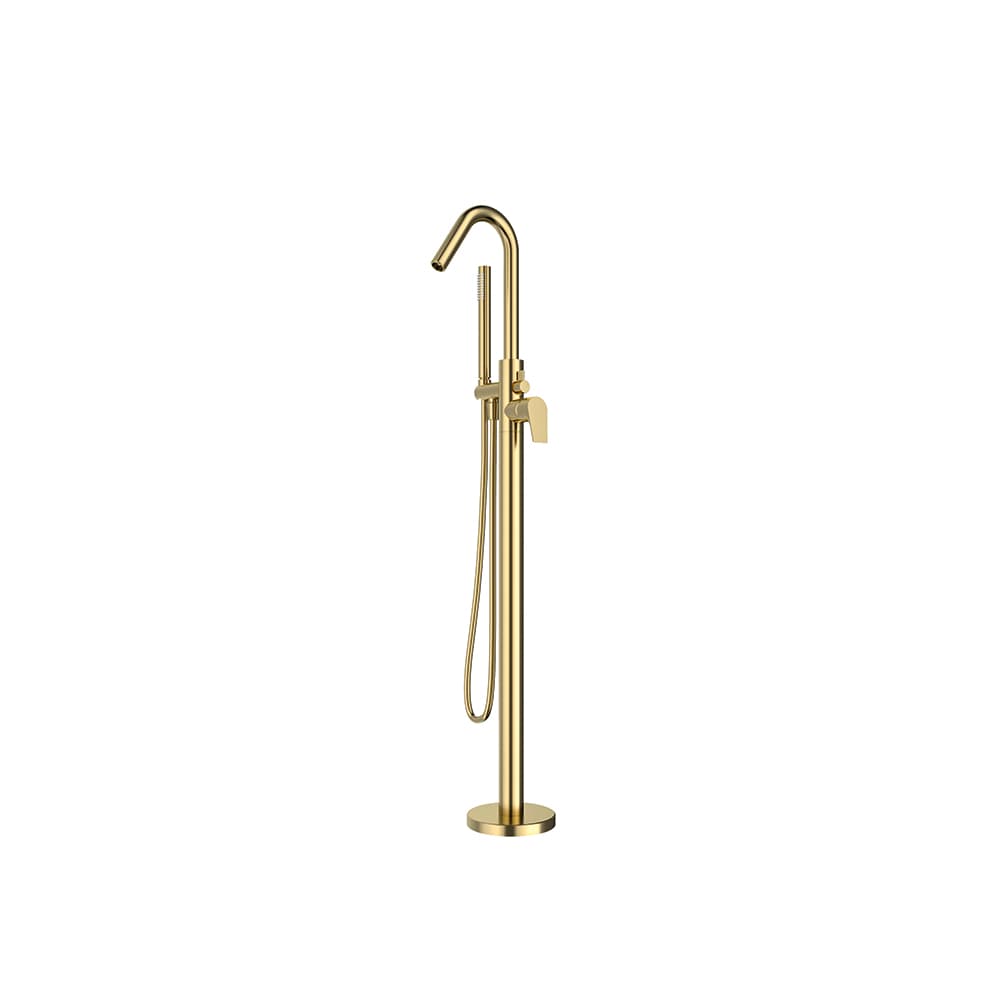 Urban chic, Breeam, columna monomando para bañera con equipo de ducha, Oro cepillado