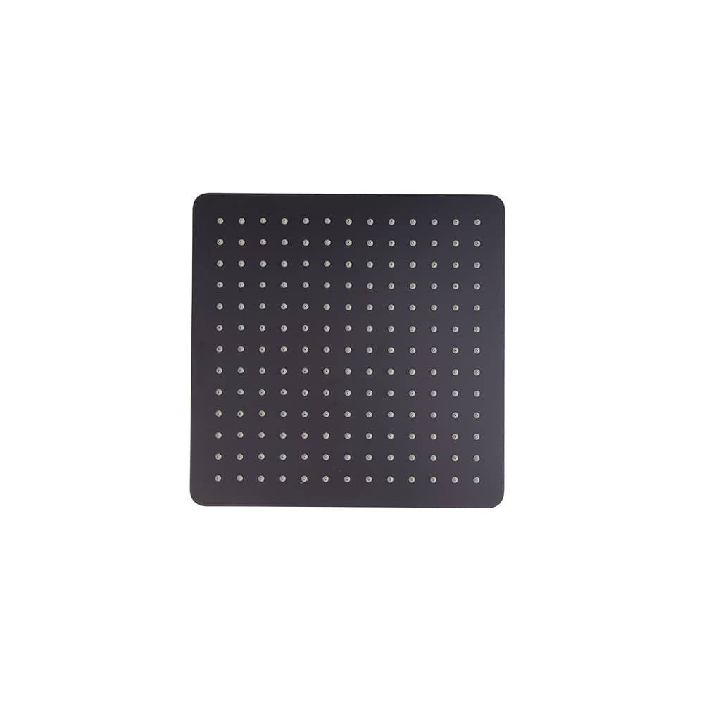 Hidroterapia, Ruixador de dutxa negre mat d'acer inoxidable extraplà, quadrat de 250mm.