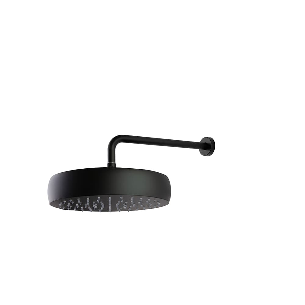 Hidroterapia, ruixador de paret rodó volumètric de metall de Ø312mm, amb braç de paret, Negre mat