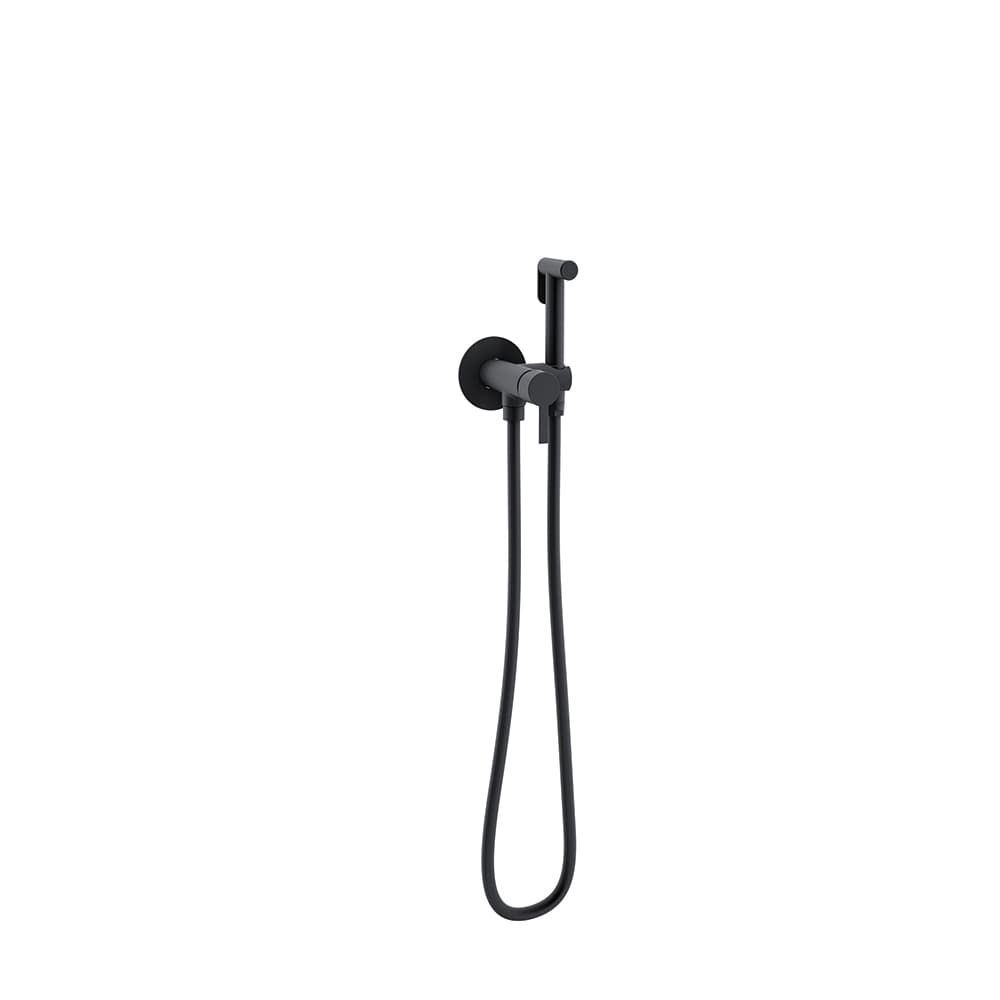 Wc, aixeta monocomandament encastada Magnet amb doble tancament de seguretat i dutxeta higiènica, Negre mat