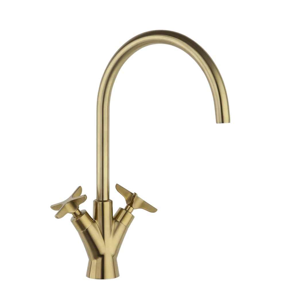 Adagio, Breeam, bimando de lavabo con caño giratorio, Oro cepillado