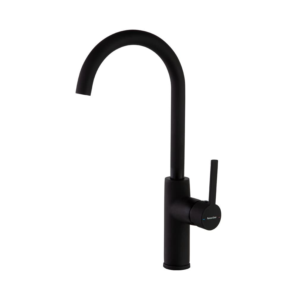 Kitchen, Breeam, monomando de cocina con caño giratorio, Negro mate