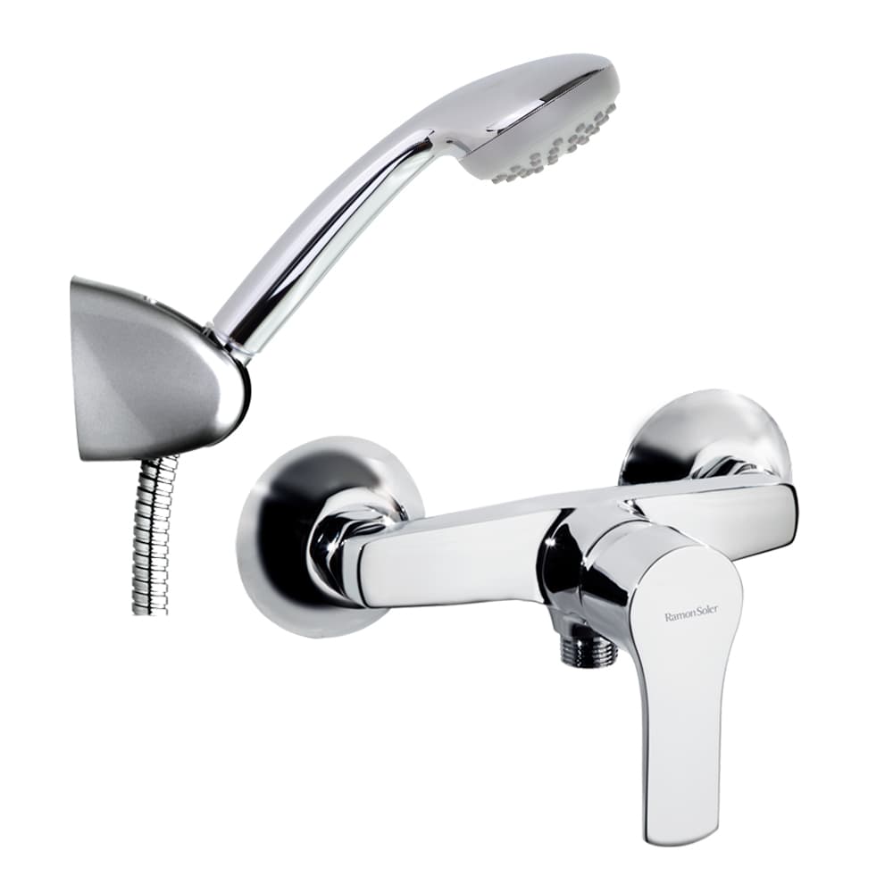 Titanium, set miscelatore monocomando per doccia con kit doccia, Cromo