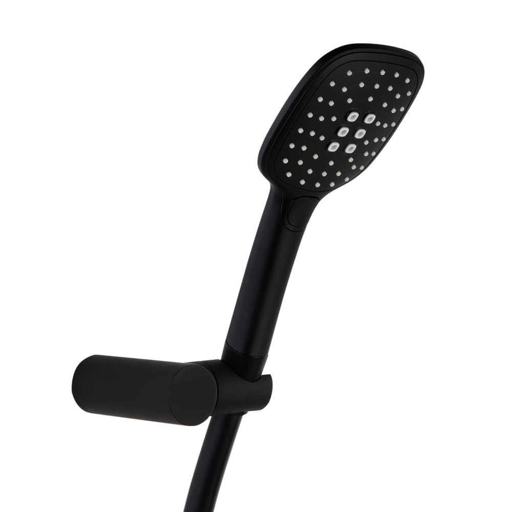 Hidroterapia, conjunto de ducha con ducha de mano y soporte de pared, Negro mate