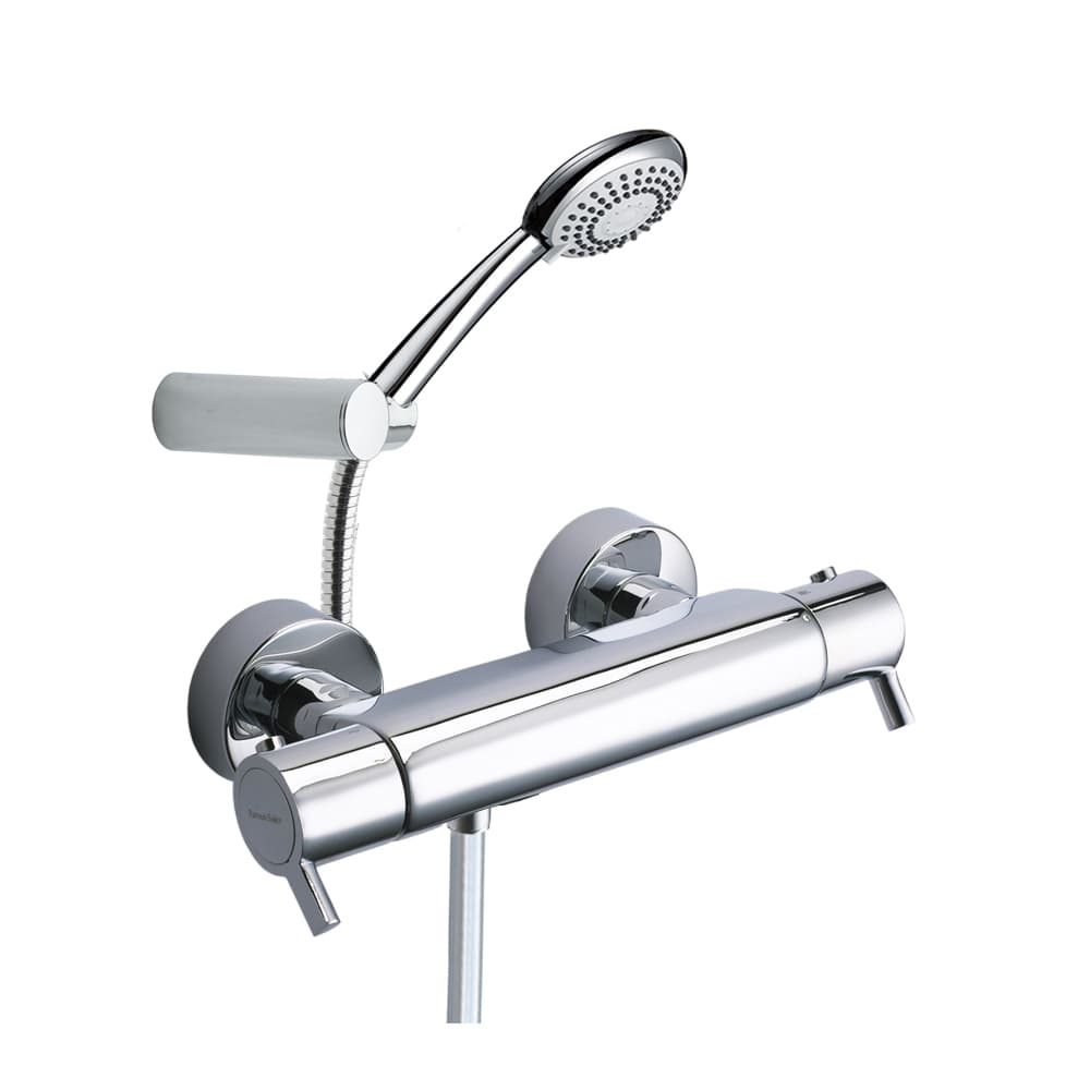 Drako, mitigeur thermostatique de douche avec ensemble de douche, Chromé