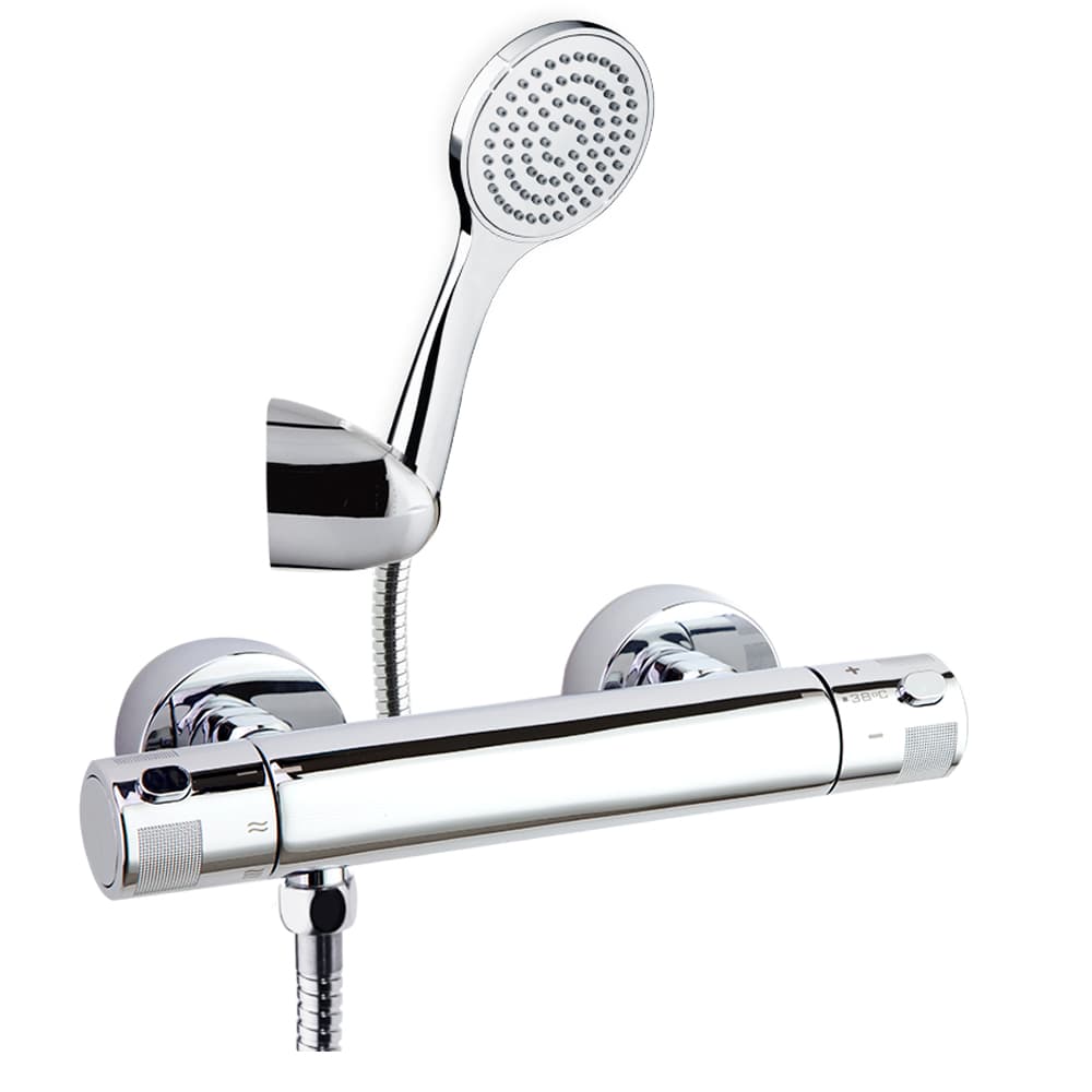 Termotech, Breeam, termostático de ducha con equipo de ducha 8l, Cromo