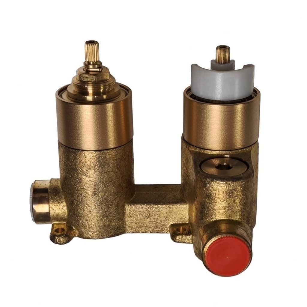 Zubehör, Unterputz-Thermostat mit 1 Weg, Federsystem und Einbaukasten für XX2421OC, Gold gebürstet