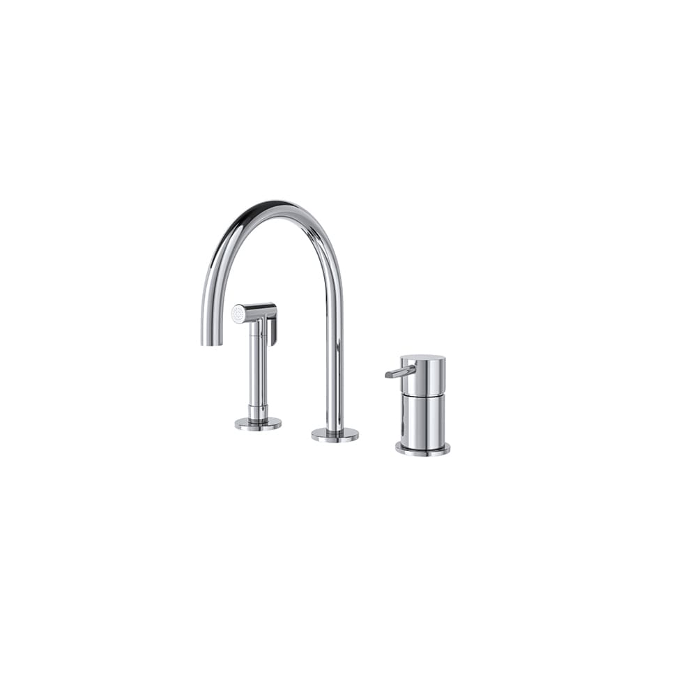 Odisea, Breeam, deck-mounted sink mixer with side spray and 145mm-high spout, Chrome