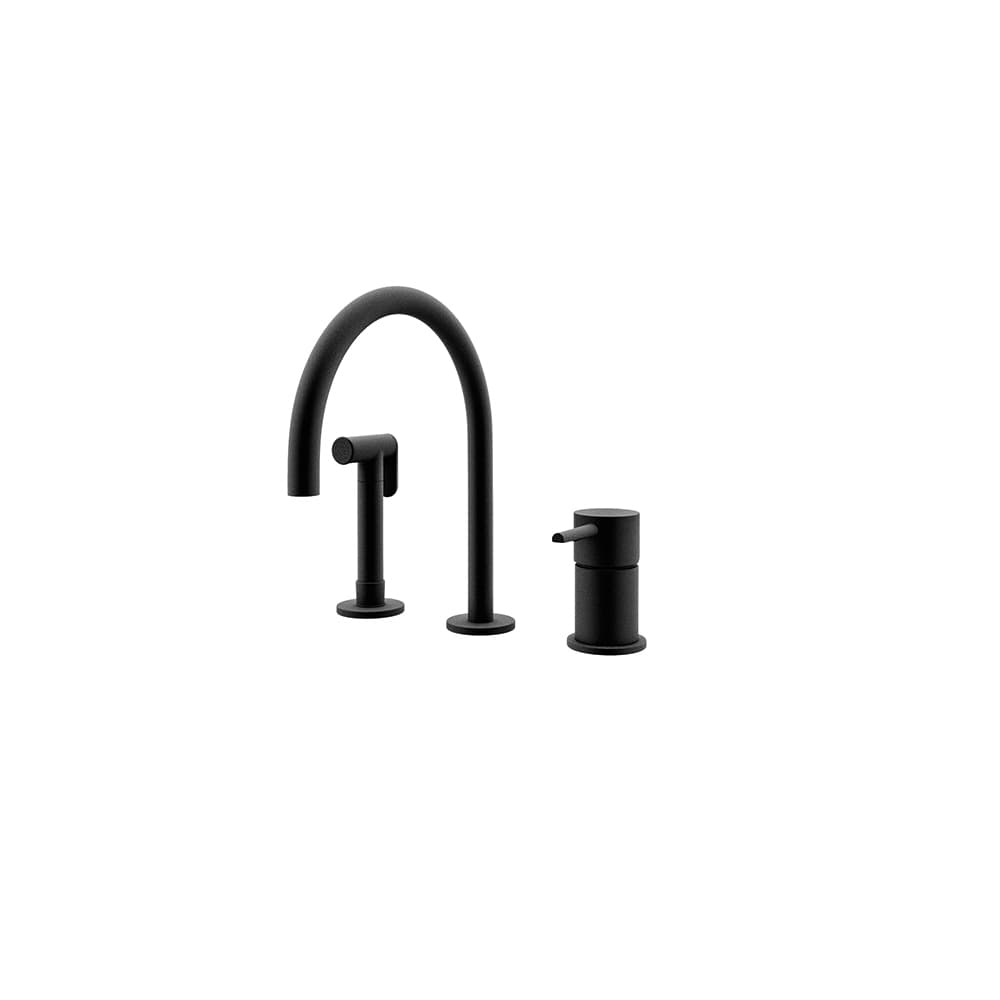 Odisea, fregadero de repisa con duchita y caño de 145mm de altura, Negro mate