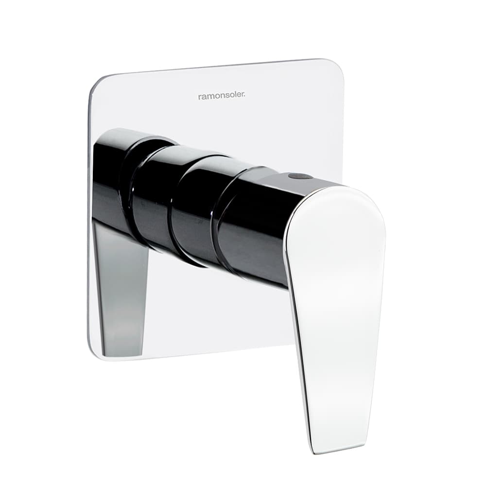 Civic, monomando de ducha empotrado metálico de 1 vía con placa ultraslim, Cromo