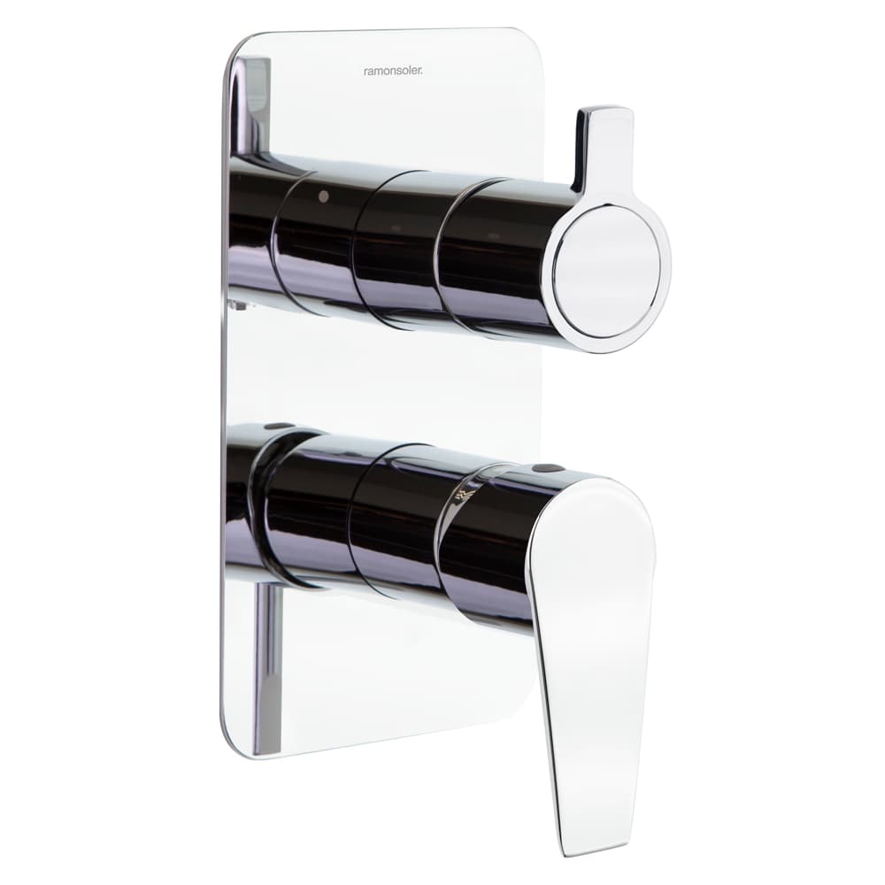 Civic, monomando de ducha empotrado metálico de 2 vías con placa ultraslim, Cromo