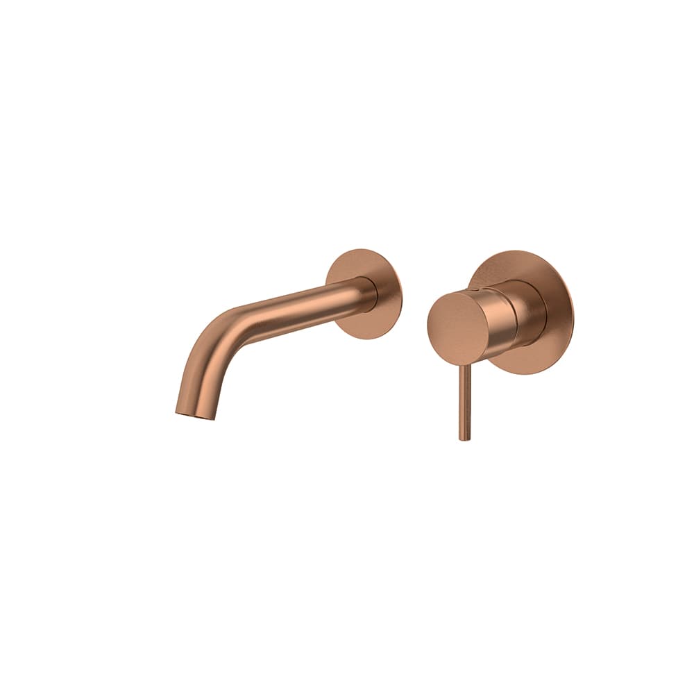 Odisea, aixeta monocomandament de lavabo encastada de paret amb broc de 19 cm, Coure raspallat