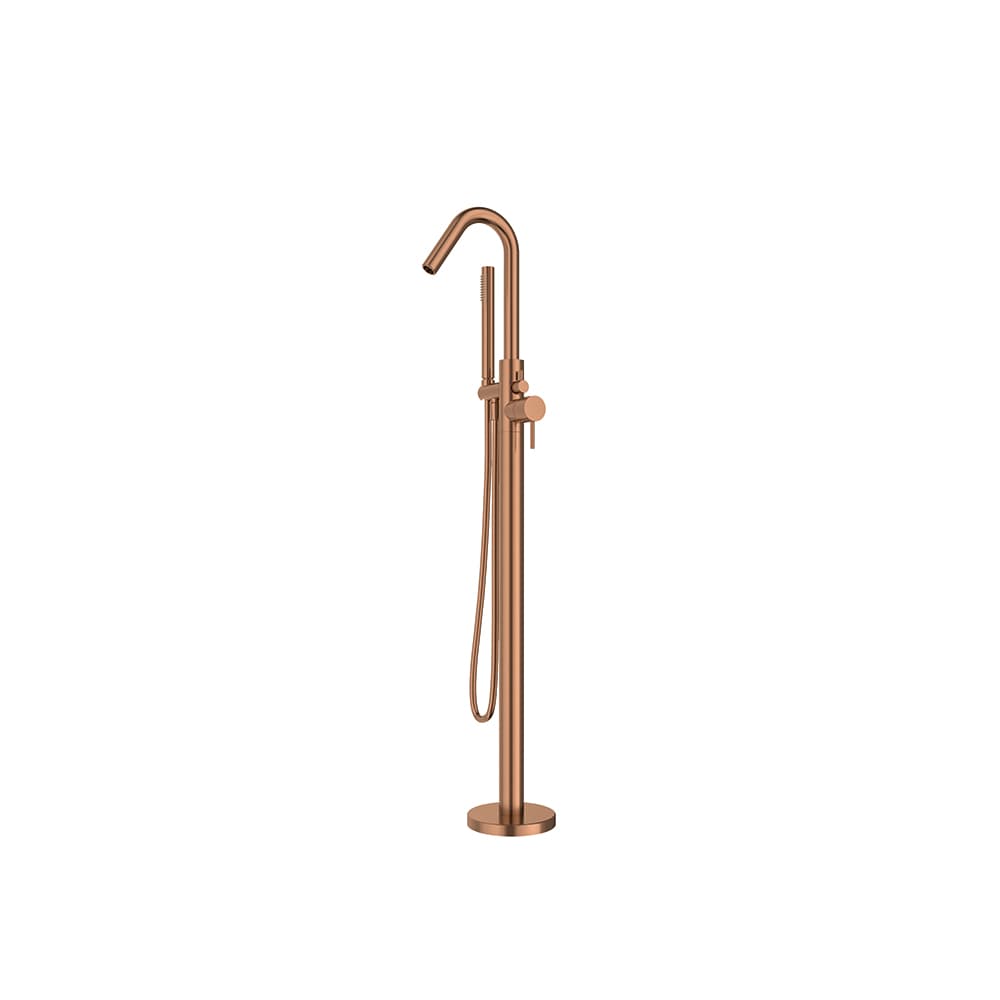 Odisea, floor-standing bath mixer with shower set, Brushed copper
