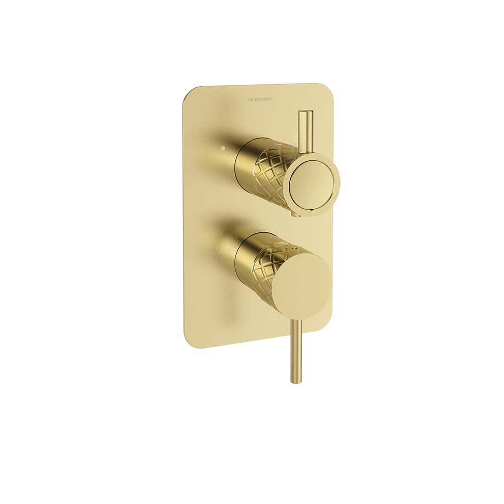 Odisea - joya, concealed 2-way shower mixer with metal cover plate, Brushed gold